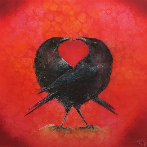 Valentines Crow Picture / Crows in Love / Crows Art Print / | Etsy