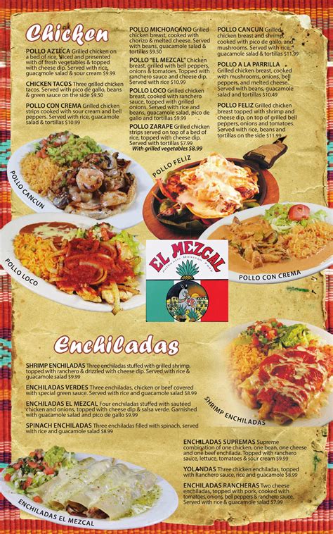 Our Menu – El Mezcal – Authentic Mexican Food