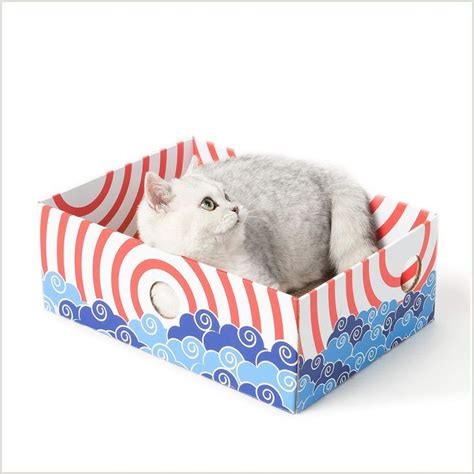 Conlun Cat Scratcher Box with Cat Scratching Pad - Portable 3-Layer Corrugated Cardboard ...