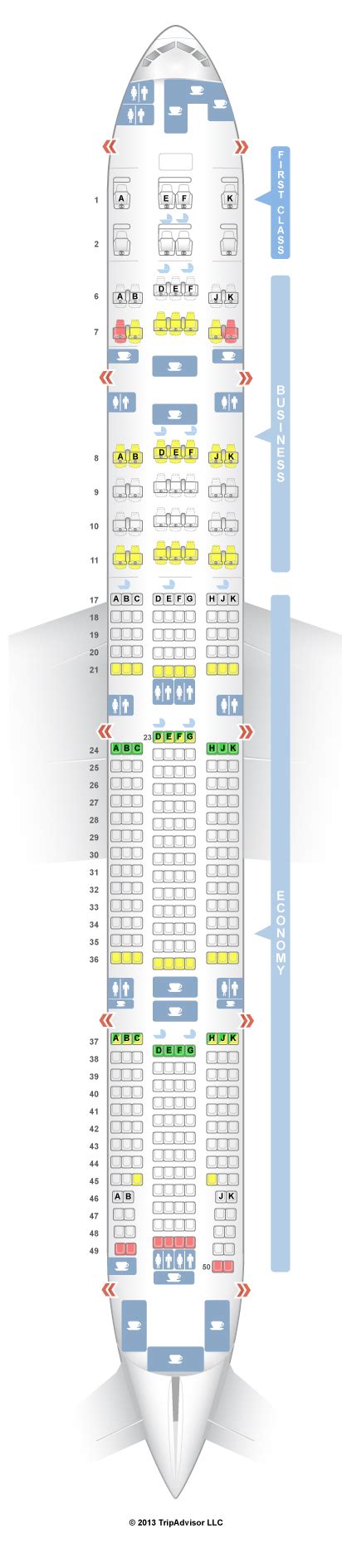 SeatGuru Seat Map Emirates Boeing 777-300ER (77W) Three Class V1