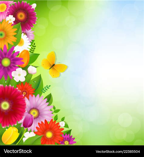 Border flowers with butterfly Royalty Free Vector Image