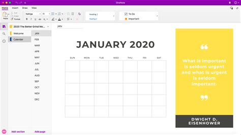 Free OneNote Calendar Template - The Better Grind