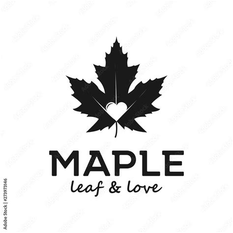 Maple leaf logo design with love element Stock Vector | Adobe Stock