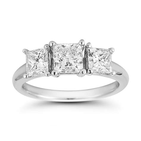 2.00ctw Princess Cut 3 Stone Diamond Trilogy Ring, Platinum | Costco UK