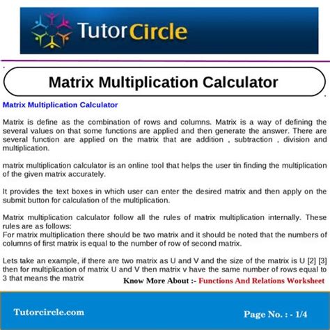 Matrix Multiplication Calculator by tutorcircle team - Issuu