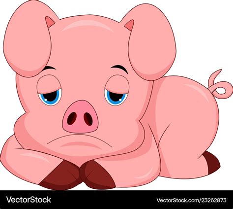 Sad pig cartoon Royalty Free Vector Image - VectorStock