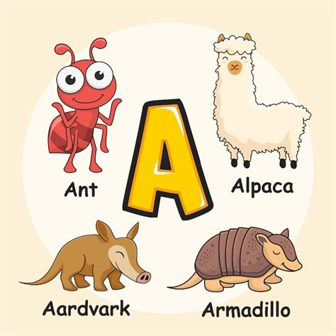 Premium Vector | Cute animals alphabet letter a