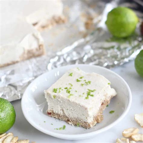 No Bake Frozen Key Lime Pie Bars [Vegan, Gluten Free, No added sugar]