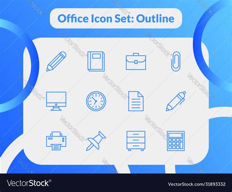 Office icon set outline Royalty Free Vector Image