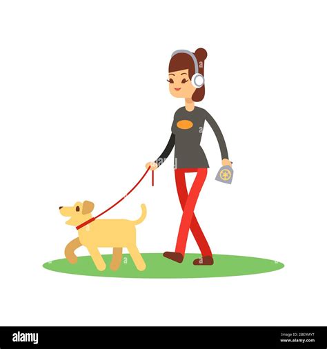 Lady walking dog Cut Out Stock Images & Pictures - Alamy