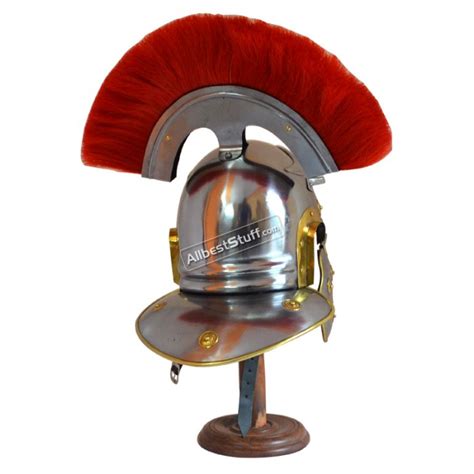 Roman Guard Armor Helmet Brass-Accents Crusader RED PLUME