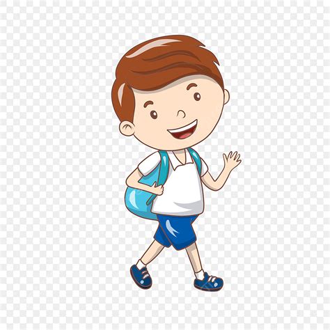 Boy Walking To School Clipart