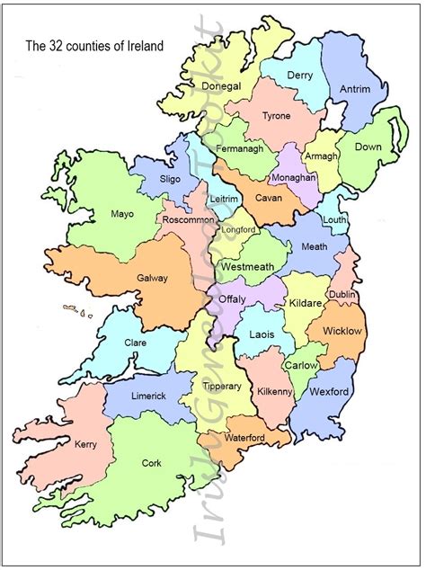 Ireland Map By County - Leia Shauna