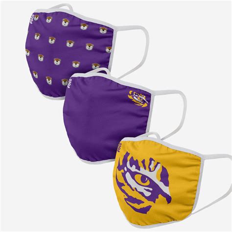 LSU Tigers Mike The Tiger Mascot 3 Pack Face Cover FOCO