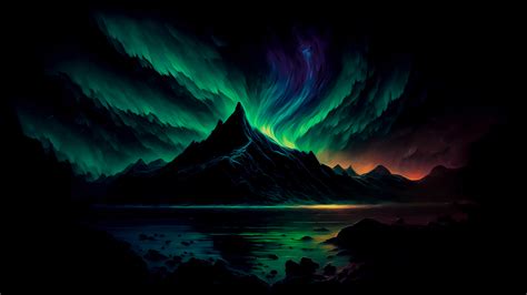 4K Wallpaper for PC: Aurora Borealis Painting Style Illustration - Heroscreen