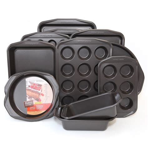 9. Bakers Secret, Signature Bakeware Sets 12-Piece Round Cake Pans, Round Cakes, Stove Top Oven ...