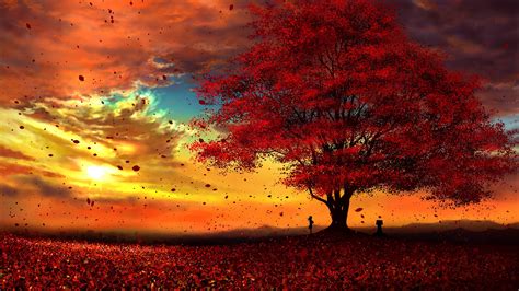 Anime, Autumn, Scenery, Sunset, 4K, 3840x2160, #46 Wallpaper PC Desktop