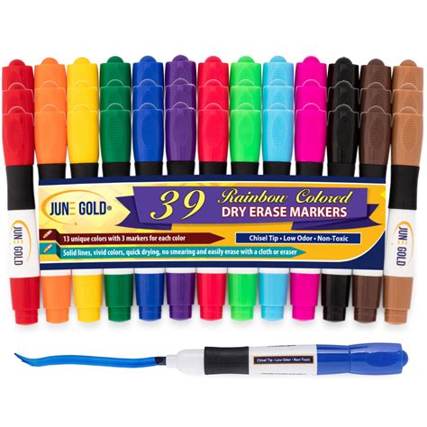 39 Pack of Assorted Colored Chisel Tip Dry Erase Markers – June Gold