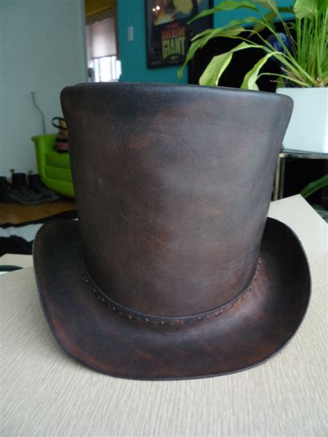 Leather Top Hat Brown - Etsy