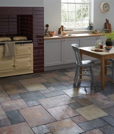 Natural Slate Sheera Modular Tile | Kitchen flooring, Slate floor kitchen, Kitchen tiles