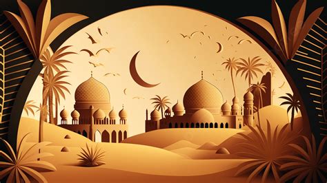 Golden Background Of Islamic Architecture, Islam, Building, Plant Background Image And Wallpaper ...