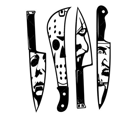 Horror Movie Characters In Knives SVG, PDF, PNG, Halloween SVG