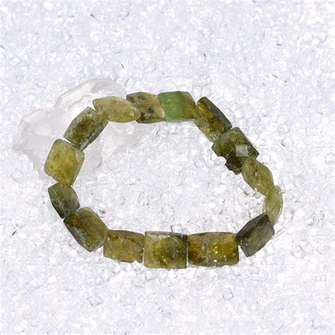 Green Garnet Bracelet AA Quality Faceted Rectangle - Crystalis - Crystals Shop