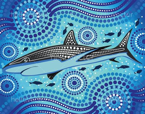 Shark aboriginal dot art - Vector - Download Graphics & Vectors