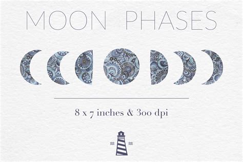 Moon Phases Clipart, Lunar Graphics (121104) | Decorations | Design Bundles