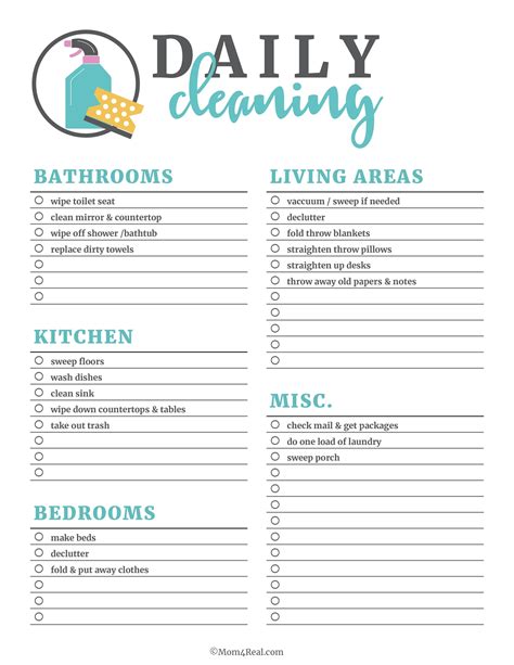 The Best Free Printable Cleaning Checklists - Sarah Titus - Free Printable House Cleaning ...