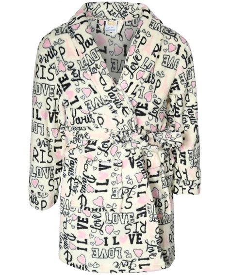 Girls Coral Fleece Printed Robe - Ivory Paris - CF18ILWGLKT