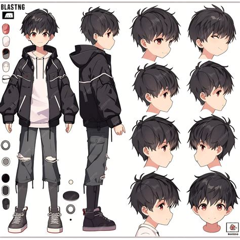 Premium Photo | Trendy Anime Boy Character Turnaround Concept Art Sheet Showcasing A Handsome ...