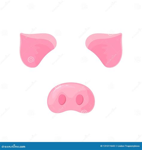 Pig`s Snout and Ears. Carnival Mask for the New Year 2019 on a White Background. Stock ...