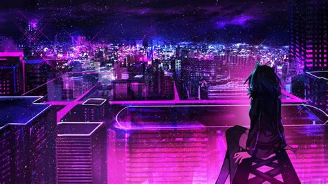 Night, City, Anime, Scenery, Buildings, 4K, #6.2586 Wallpaper