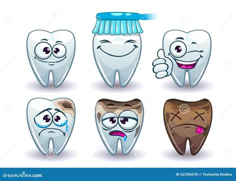 Funny cartoon teeth set stock illustration. Illustration of dentistry - 62396078