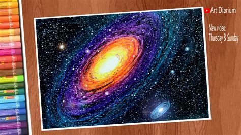 Galaxy Art with Oil Pastels | Andromeda Galaxy drawing Step by step - for Beginners - YouTube