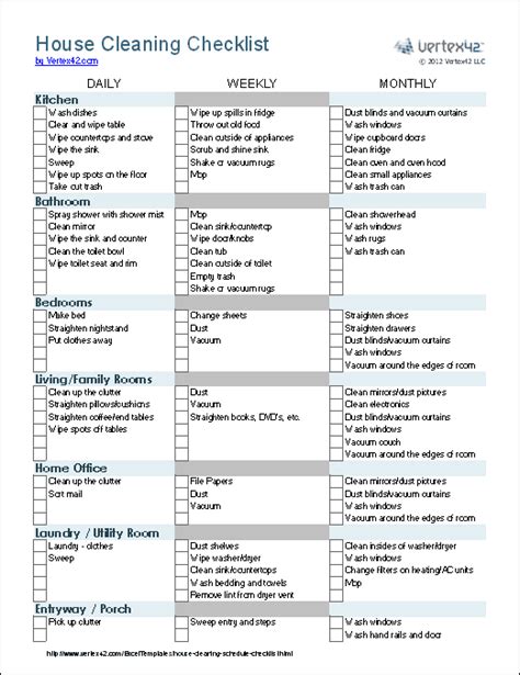 Cleaning Schedule Template - Printable House Cleaning Checklist