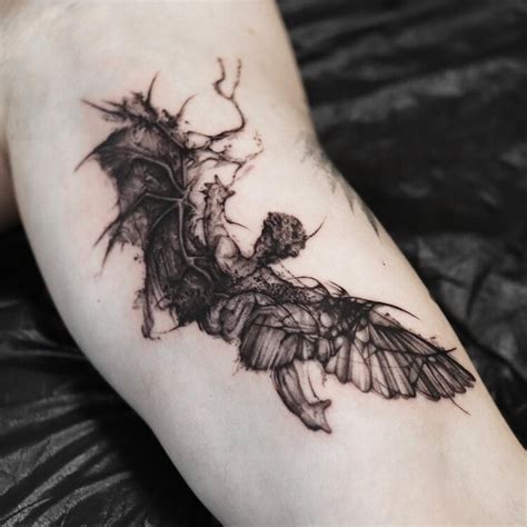 Darkness Fallen Angel Tattoo by @sixtenism - Tattoogrid.net