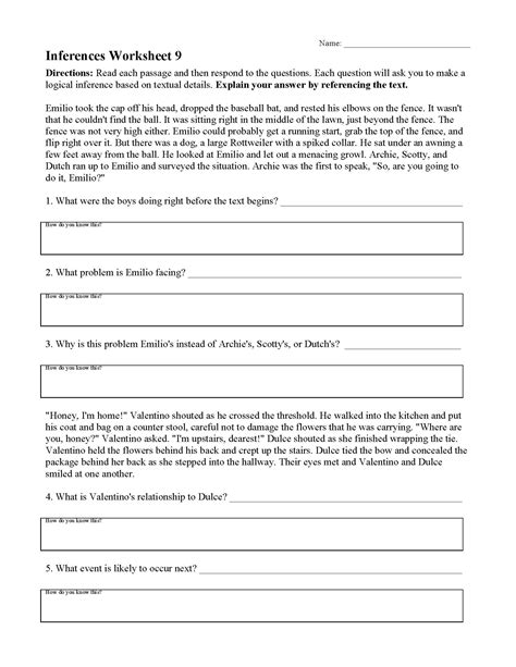 Inferences Worksheet 9 | Reading Activity