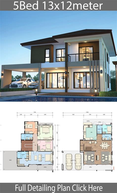 #13x12 #13x12m #Bedrooms #Design #Home #House #Ideas #plan House design plan 13x12m… | Planos de ...