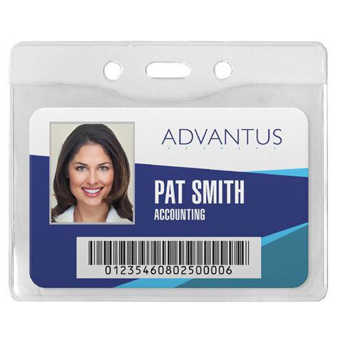 Advantus 75411 3 3/8" x 4 1/4" Clear Horizontal Security ID Badge Holder - 50/Box