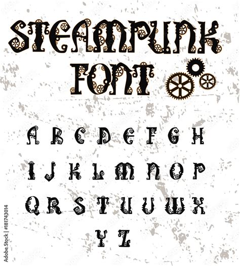 Steampunk Font - Retro alphabet font. Stock Vector | Adobe Stock