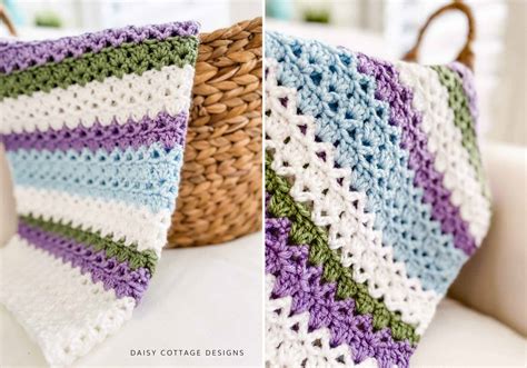 Modern Baby Blanket Crochet Pattern - free from Daisy Cottage Designs