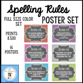 Spelling Rules Posters by Oh So Simple ELA | Teachers Pay Teachers