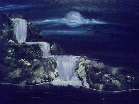 Waterfall in the Night Painting by Stanley Whitehouse - Fine Art America