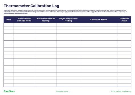 Thermometer Calibration Log | Download Free Template