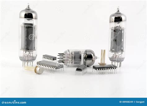 Vacuum Radio Tubes and Semiconductor Chips Stock Image - Image of light, transistor: 48908249