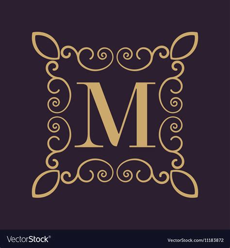 Monogram letter M Calligraphic ornament Gold Royalty Free Vector Image - VectorStock