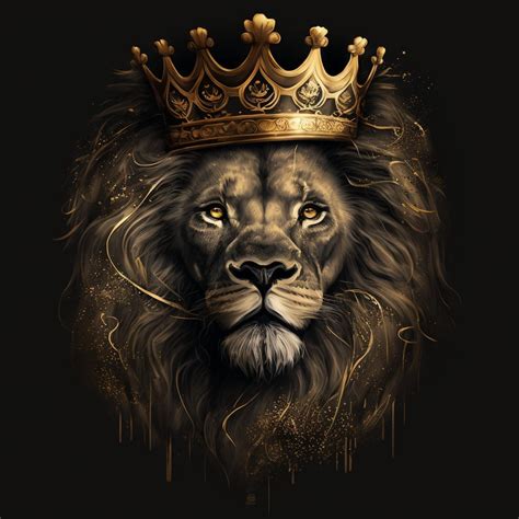 Black And Gold Lion As King With Crown True Hi Res Art, 51% OFF