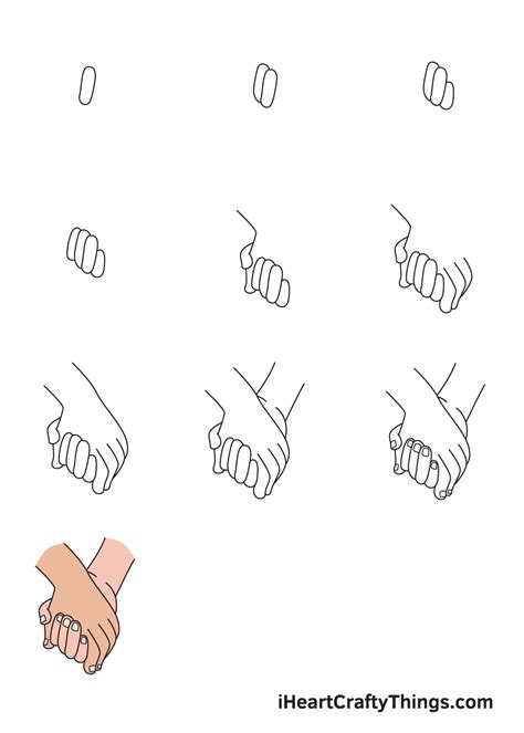 Holding Hands Drawing - How To Draw Holding Hands Step By Step